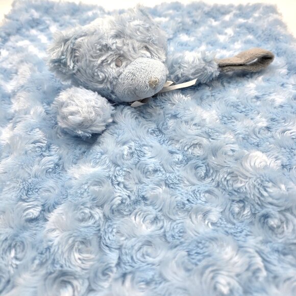 Blankets & Beyond Blue Bear Lovey Security Blanket Gray Eyes Nose Rosette Swirl - Picture 9 of 10